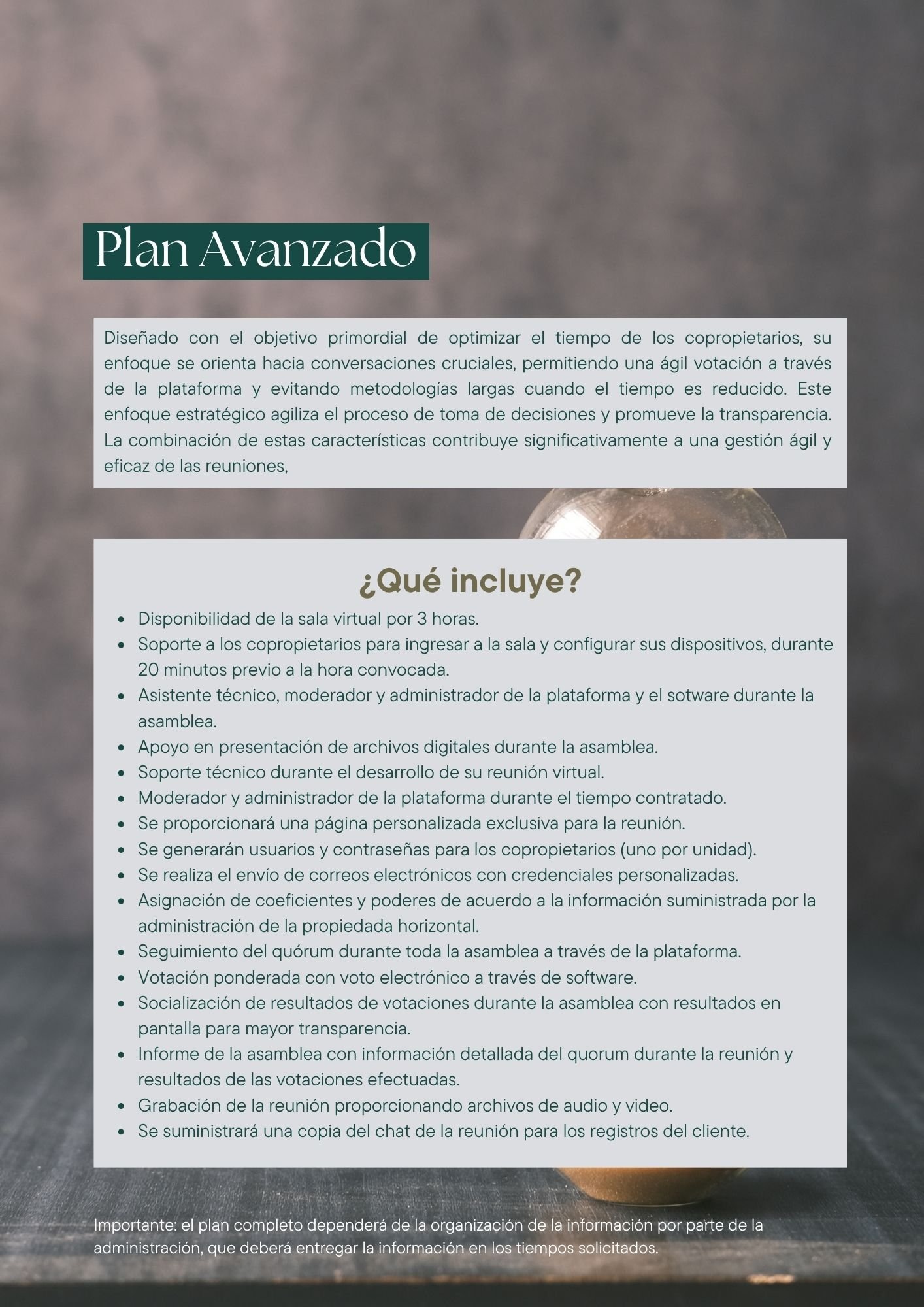 Plan avanzado para propiedad horizontal